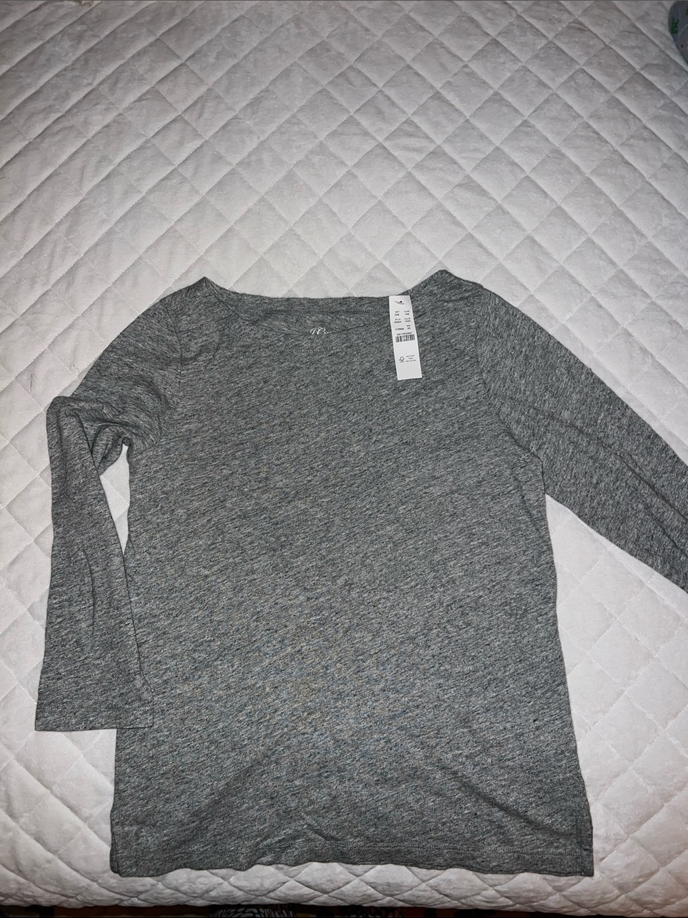 J. Crew Heather Gray Boatneck Long-Sleeve Top